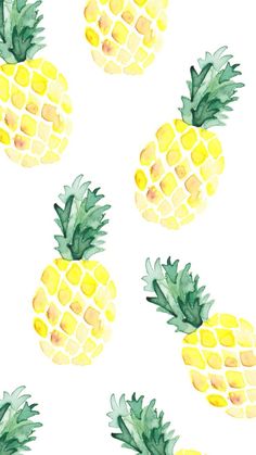 watercolor pineapples on white background