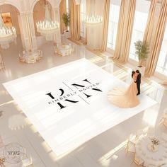 a bride and groom pose on the dance floor for their wedding photo shoot in an elegant ballroom