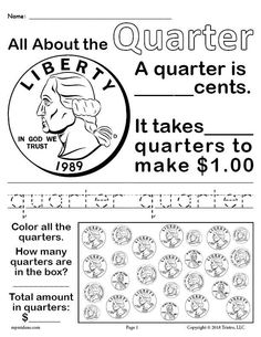 the worksheet for writing numbers to 10 and below it is an image of a quarter