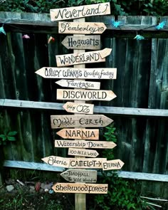 a wooden sign with many different directions on it