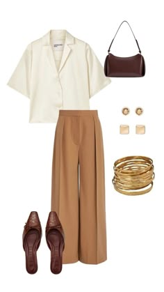 Camel Pants Outfit Work, Hairdressing Outfits, Camel Trousers Outfit, Camel Pants Outfit, Suit Palazzo, Wide Leg Trousers Outfit, Trousers Women Casual, Adidas Superstars, Office Suit