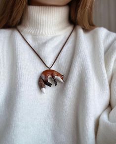 Fox jewelry, fox art, fox pendant, animal jewelry, nature jewelry, animal jewelry, animal figurines, handmade jewelry art, nature artwork, polymer clay animal jewelry, polymer clay animal figurines Clay Animal Necklace, Therian Jewelry, Animals Jewelry, Animal Themed Jewelry, Fairytale Forest, Fox Jewelry, Clay Sculptures, Animal Necklace, Clay Diy Projects