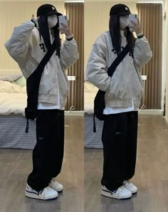 Streetwear Fashion Women Street Styles, K Style, Oversize Outfit, Korean Outfit Street Styles, Korean Streetwear, Baggy Clothes, Tomboy Outfits