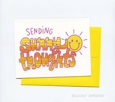 a greeting card with the words sending sunny thoughts