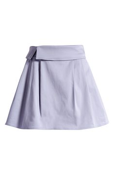 A foldover waist adds style points to a kicky skirt cut from stretch-kissed cotton twill. Hidden side-zip closure Lined 97% cotton, 3% elastane Dry clean Imported Cotton Bottoms With Pleated Waist For Day Out, Fitted Cotton Mini Skirt With Short Inseam, Cotton Pleated Mini Skirt For Work, Fitted Cotton Skort For Day Out, Pleated Cotton Skort For Work, Cotton Mini Skort For Workwear, Cotton Pleated Skort, Spring Cotton Flared Mini Skirt, Spring Pleated Short Inseam Skort