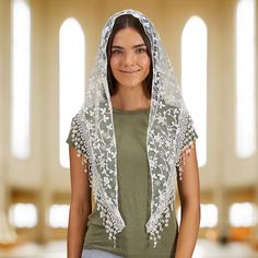 Description: For centuries, women have been wearing veils in church as a symbol of modesty and respect for God. Our beautiful white chapel veil is made from lightweight nylon and features an intricate design with beautiful tassels. Its length is perfect for accommodating different hairstyles, whether short or long. It comes with a handy pouch that can be easily tucked into a purse for convenience. Item No.: ST-J2590 Features: White Chapel Veil With Tassels Modern white nylon material Intricate d Traditional White Veil, White Chapel, Chapel Veil, Wedding Veil Accessories, Different Hairstyles, Veil, Modern Style, Long Hair, Tassels