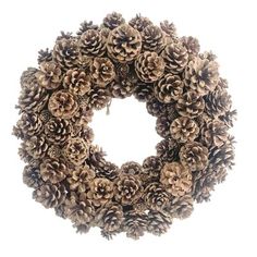 a pine cone wreath on a white background