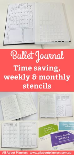 bullet journal time saving stencils weekly monthly best bullet journal tools simple quick easy a5 size habit tracking checklists Bullet Journal Daily Spread, Journal Tracker, Planner Spreads, Journal Daily