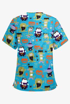 Looking for a scrub top with a little extra breathing room? Designed with a relaxed fit in a classic V-neck shape, our three-pocket top is the one. This Halloween print features all kinds of shady characters on a turquoise background. • Classic fit • V-neck • Total of 3 pockets • 2 wide front pockets • 1 cell phone pocket • Short sleeve • Side vents • Approximate length for size M is 29 1 2 We understand your love for cotton. So we made these machine washable scrubs from a cotton-rich blended fa Background Classic, Breathing Room, Turquoise Background, Scrubs Nursing, Pocket Top, Scrub Tops, Halloween Prints, Shorts With Pockets, Scrubs