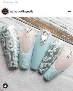 Nail Art Courses, Ugly Duckling, Nail Swag, Nails Inc, Luxury Nails, Ice Queen, Coffin Nails Designs, Bling Nails