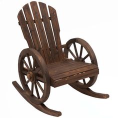 a wooden rocking chair made out of wood