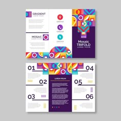 two fold brochure with colorful geometric shapes