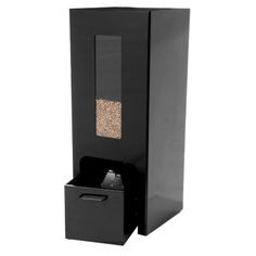 a black cabinet with two drawers and a cork dispenser