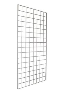 a white metal grid wall panel on a white background