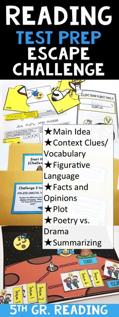 the reading test prep challenge is shown with text and pictures to help students learn how to read