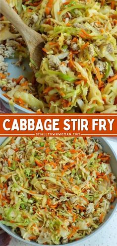 cabbage stir fry in a pan with carrots and celery