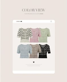 an image of three different colored sweaters on the web page, one is for women