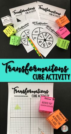 a pile of sticky notes with the words transseptions cube activity on them