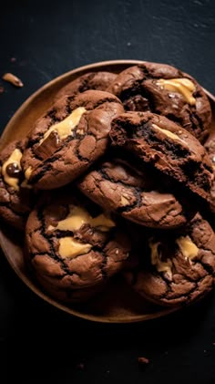 chocolate cookies with peanut butter on a plate