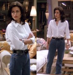 Monica Geller Casual Outfits, 90s Fashion Friends Monica, Classic Outfits 90s, Monica Friends Outfits 90s, 90s Fashion Monica Geller, Friends Show Style