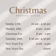 the christmas opening hours are now available