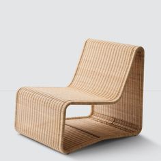 Side profile of Liang sculptural wicker lounge chair Modern Wicker Furniture, Wicker Ottoman, Wicker Lounge Chair, Outdoor Wicker Chairs, Wicker Coffee Table, Rattan Outdoor Furniture, The Citizenry, Wicker Chairs, Modern Lounge Chairs