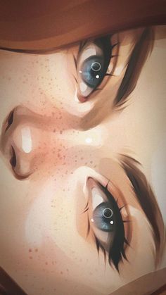 an artistic painting of two women's eyes