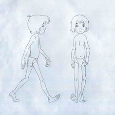 a drawing of two people walking next to each other