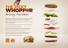 an advertisement for the picky whopper burgers