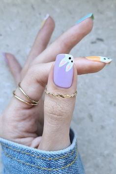 Nails Rabbit, Pastel Nail Ideas, Rabbit Nails, Rabbit Nail Art, Cute Easter Nails, Nail Art Pastel, Nails Easter, Easter Nail