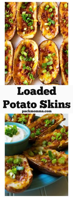 loaded potato skins with cheese and green onions