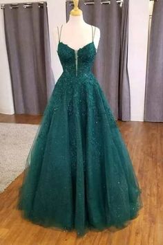 Grad Dresses Princesses, Green Prom Dress Formal, Tighter Prom Dress, Lace Green Prom Dress, Emareld Green Prom Dress, A-line Prom Dresses, Pine Green Prom Dress, Dark Emerald Green Prom Dress, Prom Dress Forest Green