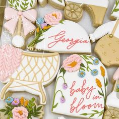 decorated cookies in the shape of baby carriages