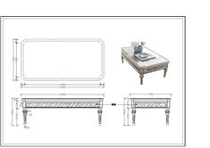 a drawing of a coffee table and end tables