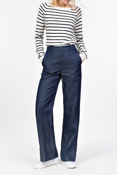 Mariniere Outfit, Casual Work Outfits, 가을 패션, Work Casual, Striped Shirt, Look Fashion