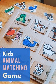 Kids animal matching game Animals Learning Activities, Toys Art And Craft, Activities Related To Animals, Tlm For Animals, Animals Teaching Ideas, Pet Animals Activities, Baby Animals Activities Preschool, Pets Activity For Preschool, Pet Animals Activity For Preschool