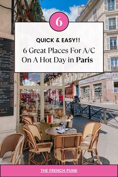 an advertisement for the french restaurant quick and easy 6 great places for av on a hot day in paris