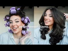 EASY SALON BLOWOUT AT HOME USING HOT ROLLERS - YouTube Blowout Hair Tutorial Straightener, Best Hot Rollers, Salon Blowout At Home, Conair Hot Rollers, Hair Rollers Tutorial, Heated Hair Rollers, Blowout At Home