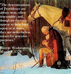 a painting of a man sitting next to a horse in the snow with a quote from george washington on it