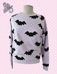 A super comfy sweatshirt thatll keep you warm on cold days!  *this sweatshirt is slightly longer and much softer than our previous sweatshirts! Bat Sweatshirt, Pastel Goth Sweater, Pastel Goth Style, Goth Sweater, Glam Punk, Pastel Goth Outfits, Goth Outfit, Halloween Tattoo