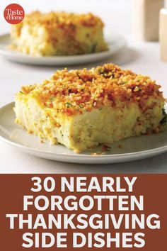 the cover of 30 nearly forgotten thanksgiving side dishes, with two plates full of food