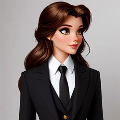 an animated woman in a suit and tie