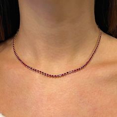 This Luxury Ruby Chain Choker Necklace Is Set With 4.69 Carats Of Round Cut Rubies. Beautifully Handcrafted In 14k Yellow Gold. This Choker Features 65 Breathtaking Rubies That Speak For Themselves With Cable Link Chain. Perfectly Stunning And A Beautiful Piece To Add To Your Collection. Choker Length: 16 Inches (Adjustable). Width: 3.2 Mm. Total Weight: 9.75 Grams. Comes With A Presentable Gift Box. Id: 02094 Ruby Choker, Ruby Necklace Designs, Antique Jewellery Designs, Ruby Necklace, Chain Choker Necklace, Chain Choker, Round Cut, Antique Jewellery, Red Gold