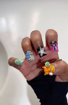 Sosa Nails, I Love Me Nails, Unique Acrylic Nail Designs, Hard Nails, Colored Acrylic Nails, Short Square Acrylic Nails