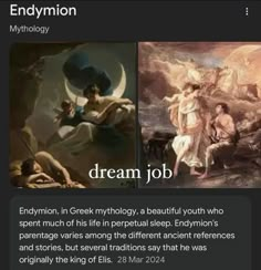 an image of two paintings with the words dream job written below it and above them