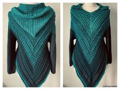 two pictures of a woman's green sweater on a mannequin headdress