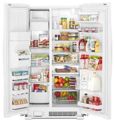 an open refrigerator filled with lots of food