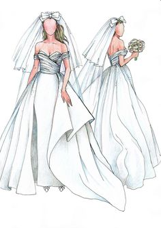 two brides in wedding gowns and veils