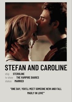 a poster for the tv series's show, stealn and caroline with an image of a man kissing a woman