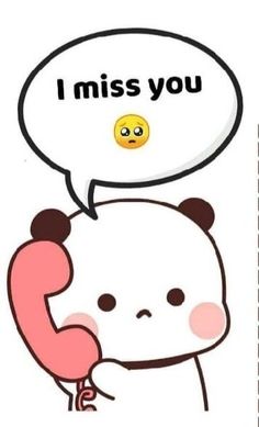 a cartoon character with a speech bubble saying i miss you